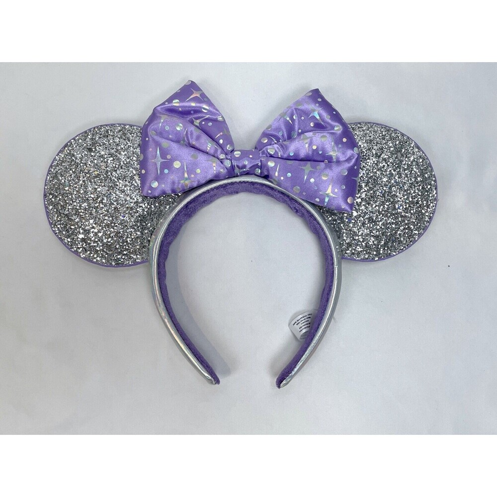 Disney Parks Minnie‎ Mouse Ear Tomorrowland Silver Purple Bow Headband Adult
